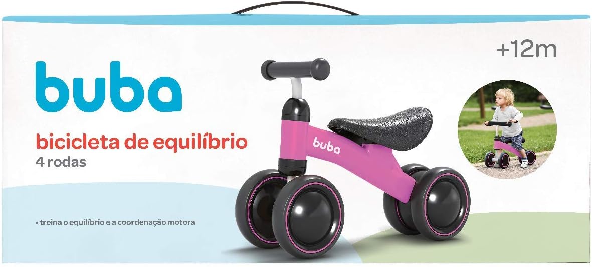 Bicicleta de Equilibrio 4 Rodas, Rosa, Buba